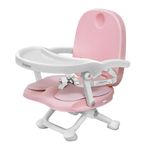 UBRAVOO Baby Booster Seat for Dining Table with Removable Tray & Cushion, 3 in 1 Portable Toddler Booster Seat, 4 Height Adjustable Travel High Chair for Babies and Toddlers(Pink)