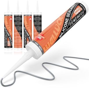 WELLUCK Grey Silicone Caulk, 100% Waterproof Silicone Sealant Adhesive Caulking,for RV, Kitchen,Bathroom, Window, Door, Glass,10.2FL.OZ/300ML（4 Pack）