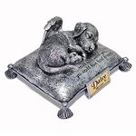 MARYTUMM Custom Pet Urns for Dogs Ashes - Memorial Dog Urns for Ashes with Personalized Engraving Your Pet's Name, Date - Heavenly Angel Dog Sleeping On Pillow Dog Ashes Box for Pet Memorial Statue