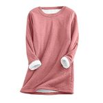 AMhomely Jumpers for Women UK - Women's Winter Warm Sherpa Lined Fleece Crewneck Sweatshirt Plus Size Pullover Fuzzy Loungewear Solid Tunic Tops Thermal Underwear Casual Winter Warm Tops