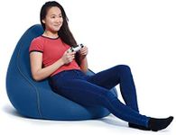 Yogibo Lounger Bean Bag for Adults, Teens, Personal Sized, Single Beanbag Lounge Chair with Raised Back or Gaming, Reading, and Relaxing, Removable, Washable Cover, Blue