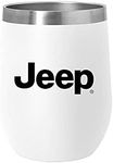 Jeep Insulated Wine Glass Stainless Steel 14oz Powder Coated Thermal Tumbler (White)