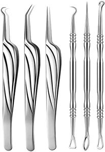 FVION Rimozione Punti Neri Naso, Strumenti Pinzetta Blackhead Estrattore di Acne Utensile Togli i Punti Bianchi, 6 Pezzi Schiaccia Brufoli Kit Pulizia Viso