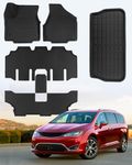 CreekT 6 PCS for Chrysler Pacifica Floor Mats 2024 2023 2022 2021 2020 2019 2018 2017, for Voyager All Weather Mat 7 Seat 8 Passenger Trunk Cargo Liners (Not Hybrid for Pacifica Accessories 2017-2024