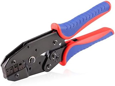 HKS Crimping Tool For Non-Insulated Open Barrel Terminals & Receptacles - Ratcheting Wire Crimpers - AWG 20-10 (0.5-6mm²) U-Shaped- Ratchet Terminal Crimper - Electrical Crimping Tool