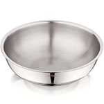 Allo Triply Stainless Steel Tasla|Ideal Tasla for Curry/Stir-Fry/Deep-Fry/DryVeg/Sauté Induction Friendly, Heavy Base Kadhai Naturally Non-Stick | 10 Years Warranty 26cm, 3 litres