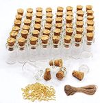 Minsily 100 Pcs 0.5ml Mini Small Glass Bottles with Cork Stoppers 20 Meters Twines Tiny Jars Clear Mini Glass Vials with Eye Screws Corked Bottle DIY Arts Crafts Projects Decoration Party Favors Gifts