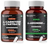 Carbamide Forte L Arginine 1000mg Supplement Per Serving - 120 Veg Capsules & L-Carnitine L-Tartrate 1000mg Capsules for Men & Women - 120 Veg Capsules