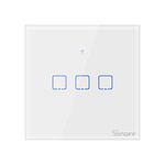 Smart Light Switch, SONOFF T0 WiFi Touch Wall Light Switches Works with Alexa and Google Home, 3 Gang 1 Way, White, APP Remote Control, Neutral Wire Required