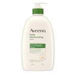 Aveeno Daily Moisturizing Body Lotion with Soothing Prebiotic Oat, Gentle Lotion Nourishes Dry Skin With Moisture, Paraben-, Dye- & Fragrance-Free, Non-Greasy & Non-Comedogenic, 975 ml