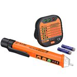 Neoteck Electrical Socket Voltage Tester Pen Kit Included Non-Contact 12~1000V/48~1000V AC Voltage Detector Pen and Receptacle Tester with AC Voltage Detector LED and Sound Alarm