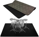 IBVIVIC 5.2Ft x 6.5Ft Drum Mat Drum Carpet Tightly Woven Fabric Drum Rug with Non-Slip Grip Bottom Roll of 35 Square Feet, Black