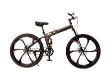 STURDY BIKES Foldable Magnesium Alloy Wheels MTB with Single Speed and Dual DISC Brakes (Black)