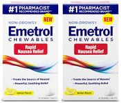 Emetrol Non-Drowsy Nausea Relief - Chewable Nausea Medicine for Upset Stomach Relief - Pharmacist Recommended Nausea Relief - Lemon Flavor - 42 ct. 2 Pack