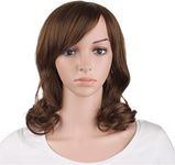 MapofBeauty 16"/40cm Fashion Side Bangs Medium Curly Wig (Brown)