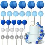 ASTARON 50 Pcs Ball Cake Topper Sticks Mini Balloons for Cake Decorating Supplies Foam Balls Cake decorations for Baby Shower Cake Birthday Cake Toppers Decorations (Blue Series)