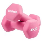 Amazon Brand - Solimo Neoprene Dumbbell 4 Kg, Set of 2 (Light Pink)