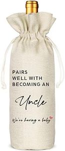 Socive Pregnancy Announcement Wine Bag - Pairs Well With Becoming An Uncle, GENDER NEUTRAL Pregnancy Announcement Wine Bag, Baby Announcement to Uncle Wine Bag, Pregnancy Reveal(5SW191014)