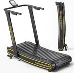 Rongle Curved Treadmill with LED Display, 2 in 1 Foldable Design Adaptive Variable Speed Non-Electric Motorized Treadmill, Motorless Treadmill for Home Office (Standard Track)