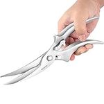 SEEWOON Kitchen Scissors for Heavy-duty Cutting, Spring-Loaded Poultry Shears, Dishwasher-Safe Chicken Scissors with Handy Safety Lock, Chicken Shears of Entire Food-Grade Stainless Steel Construction