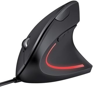 TECKNET Ratón Vertical con Cable, Ratón Ergonómico Silencioso con Cable, 6400DPI 4 Niveles Ajustables, Cable USB de 1,5 m, 6 Botones, para Laptop, Desktop, PC, Macbook (Negro)