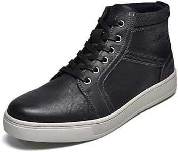 Athletic Shoe, Genuine Leather Casual Walking Sneaker Shoes Mid-Top Black 13