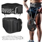 Seektop 2in1 Weight Lifting & Dip Belt - GYM Workout Weightlifting Belt with Chain, Neoprene Waist Dip Belt for Weight Lifting, Squat, Training, Fitness, Men & Women (Large)