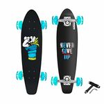 Jaspo Never Give Up Cruiser (28 inches x 8 inches) Wooden(Canadian Maple) 7 Layer Complete Skateboard with Aluminium Trucks for Kids|Teens|Girls|Boys| Adults (Never GIVE UP)