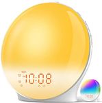Sunrise Alarm Clock, Sunlight Alarm Clock for Kids Adults, Sunrise Sunset Simulation, Dual Alarm, Snooze, 7 Natural Sound, Fm Radio, 15 Colors Night Light, Bedroom Decor Sleep Aid for Hard Sleepers