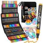 NICETY 100 Colors Acrylic Paint Pens Paint Markers, 3mm Medium Tip Paint Markers for Rock Painting, Canvas, Wood, Stone, Ceramic, Glass, Fabric, DIY Crafts & Art Supplies