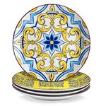 vancasso Jasmin Patterned 4-Piece Dinner Plate, Multicolored Crockery Moroccan Style Porcelain Tableware, 10.6 inch Dinner/Salad/Fruit/Snack Plate(27 * 27 * 3cm)