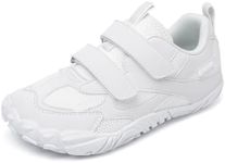 KUBUA Kids Barefoot Shoes Toddler Boys Girls Minimalist Zero Drop Sneakers for Sports Running Walking Tennis Hiking Pure White 2 Big Kid
