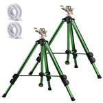 Pattiumo Impact Sprinkler on Tripod Base, 2 Pack Lawn Sprinkler for Yard 360 Degree Large Area Water Sprinkler for Lawn Heavy Duty Garden Sprinkler with 3/4 Inch Connector Extension Legs Flip Locks