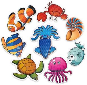 PGFUN 20 PCS Anti Slip Stickers Cute Sea Creature Non Slip Stickers Tub Tattoos Bath Decals Adhesive Appliques for Bathtub,Shower and Other Slippery Surfaces(with Scraper)