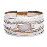 Vercret Leather Wrap Bracelet for Women - Friendship Bracelets for Girl, Ideal Bangle Gift for Best Friend, Big Sister, Mom(White)