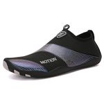 Water Shoes Mens Womens Barefoot Aqua Shoes Sports Socks Slip On Quick-Dry for Yoga Beach Pool Sea Surf Swim Shoes Black Silver 888 42 EU 8 UK