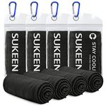 Sukeen [4 Pack] Cooling Towel (40"x12"),Ice Towel,Soft Breathable Chilly Towel,Microfiber Towel for Yoga,Sport,Running,Gym,Workout,Camping,Fitness,Workout & More Activities (Black)