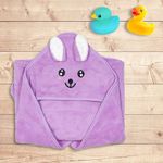 Little Boo Hooded Baby Towel - Premium Soft Baby Bath Towel Bathtub for Newborn, Infant - Ultra Absorbent, Natural Baby Stuff Towel for Boy and Girl (Elephant, Bear, Kitty & Puppy) (Purple)