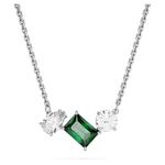 Swarovski Mesmera Pendant Necklace, White and Green Crystals in Mixed Cuts, Rhodium Plated Setting, from the Mesmera Collection