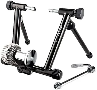 Fluid Bike Trainer Stand – Alpcour Portable Stainless Steel Indoor Trainer w/Fluid Flywheel, Noise Reduction, Progressive Resistance, Dual-Lock System – Stationary Exercise for Road & Mountain Bikes