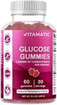 Vitamatic Glucose chewable Gummies - 60 Count - Natural Raspberry Flavor - 4G of Carbohydrate per Serving (1 Bottle)