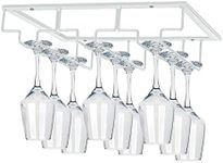 MOCOUM Wine Glass Rack, 3 Rows, White, Under Cabinet, Stemware Hanger, 1 Pack