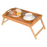 PrimeCables Bamboo Bed Table Tray with Foldable Legs, Breakfast Bed Tray with Handles for Food, Snack Small Laptop