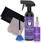 Swanky Cables Screen Cleaner Spray Kit - Electronic Cleaning for Computer, Laptop, TV, Phone, Tablet, PC, Keyboard, Car Display, LCD & 4K Flat Screen, Includes 2 Microfiber Cloths - 17oz & 2oz, 1 Pack