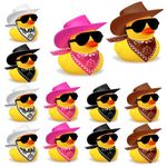 YIQXKOUY 12 Pieces Disco Cowboy Rubber Ducks with Scarf Hat and Sunglasses Bath Party Tiny Ducks for Summer Swimming Pool Birthday Party Favor