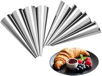 Tebery 30 Pcs Baking Cones, Stainless Steel Pastry Cream Horn Moulds, Coil Moulds Cream Rolls Trubotschki Cones Foam Rollers Baking Mould 8.5 cm