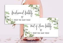 Pop to Say Yes Bridesmaid Bubbly Mini Champagne Labels - Set of 12 (Greenery)