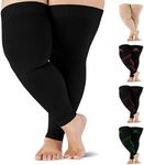 Mojo Compression Full Leg Sleeve for Women and Men 20-30mmHg Plus Size - Men and Womens Over the Knee Compression Socks for Edema, Swelling, Bariatric Recovery - Black, 4X-Large - A609