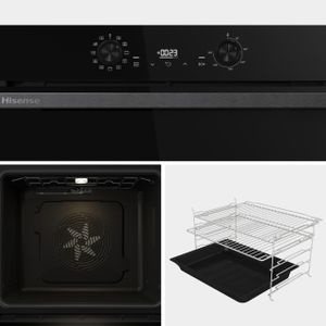 Hisense 77L Built-In Electric Single Oven – Stainless Steel, Steam Clean, Pizza Mode