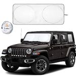 EcoNour Windshield Sunshade for Jeep Wrangler | Sun Visor for UV Rays & Heat Protection | Suitable for Wrangler, Compass, Gladiator & Renegade | Accessories for Jeep Wrangler | X-Small - 60x21 inches